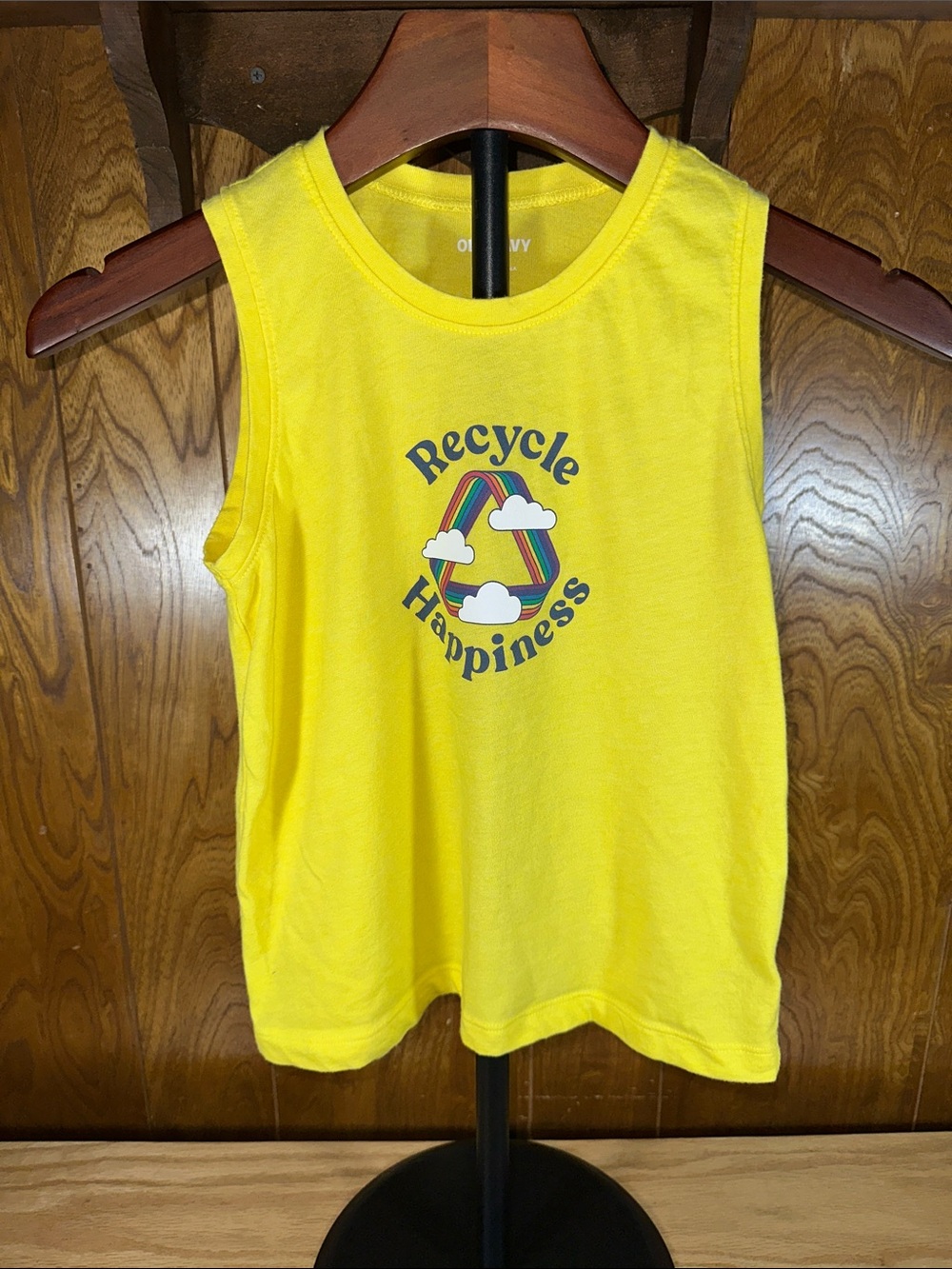 🎉Old Navy Bright Yellow 'Recycle Happiness' Kids Tank. D235